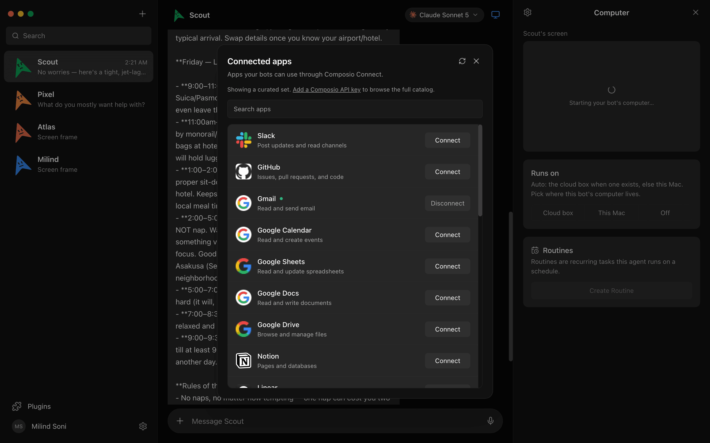 The MausBot connected apps marketplace